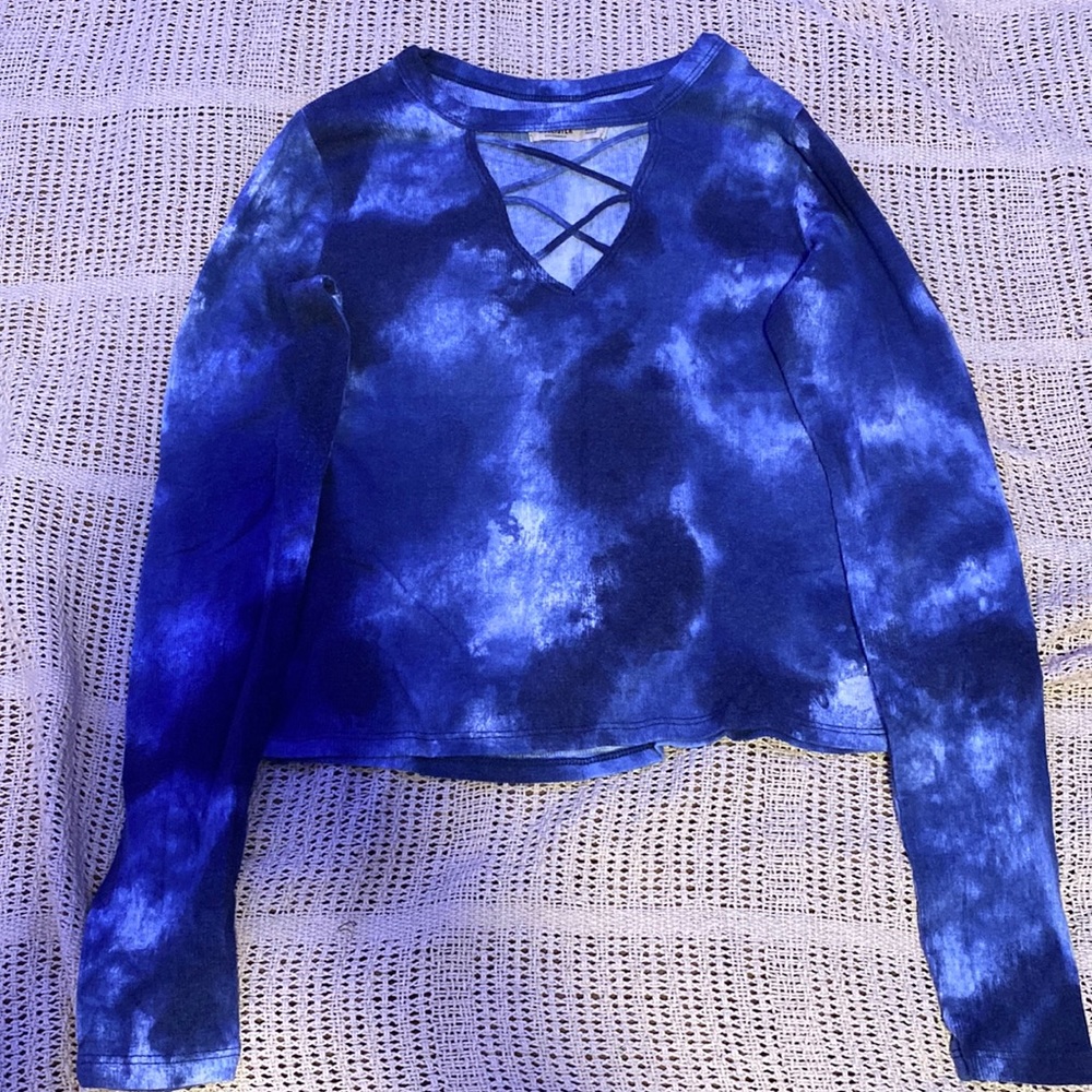 blue tie dye, hollister, long sleeve